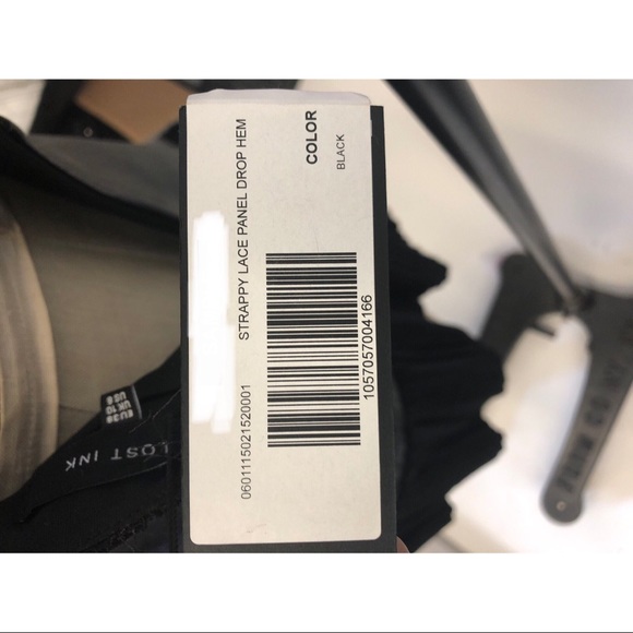 Lost Ink Blk strappy lace panel drop hem dress - Picture 7 of 7